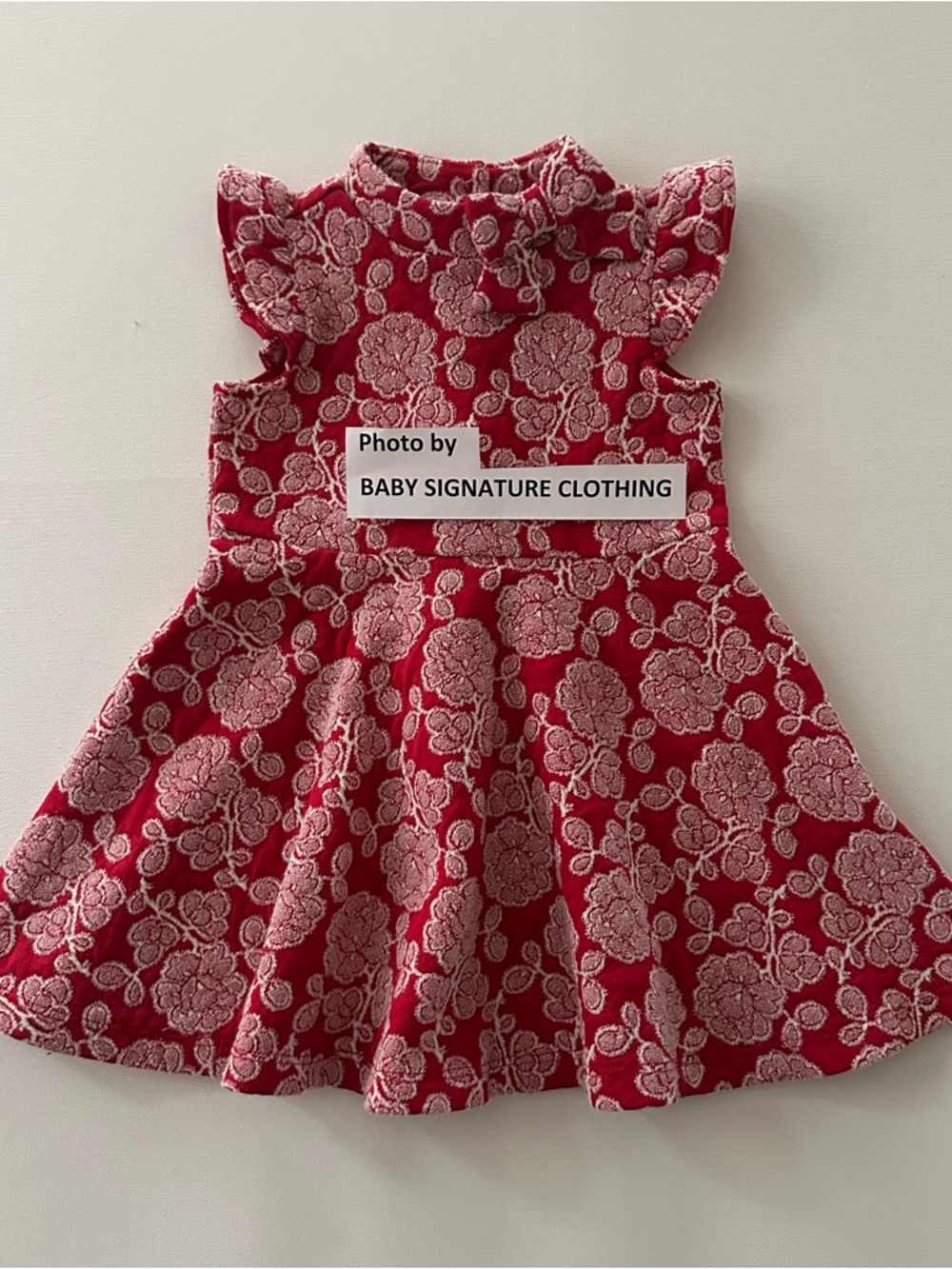 Janie and Jack 12-18 Months Baby Girl Red Floral Jacquard Dress Holiday Party